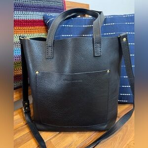 PLG EUC Pebbled Black Leather Full Crossbody Bag